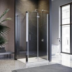 ELEGANT SHOWERS Frameless Bifold Pivot Shower Screen Shower Enclosure 860-1000mm, 860 x 800mm