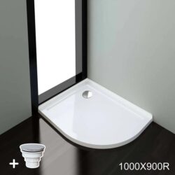 ELEGANT SHOWERS Light Weight Urethane-marble Curved Shower Base-900x1000mm, 1000 x 900mm / Sliver (Chromed-plating)