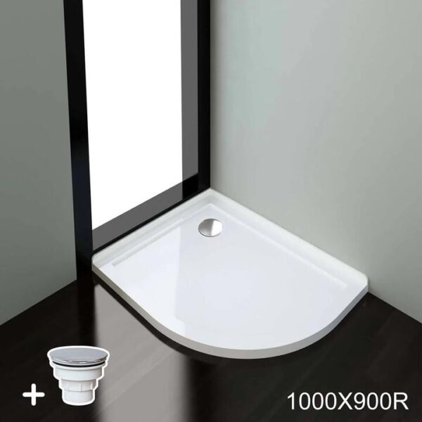 ELEGANT SHOWERS Light Weight Urethane-marble Curved Shower Base-900x1000mm, 1000 x 900mm / Sliver (Chromed-plating)