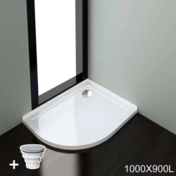 ELEGANT SHOWERS Light Weight Urethane-marble Curved Shower Base-900x1000mm, 900 x 1000mm / Sliver (Chromed-plating)