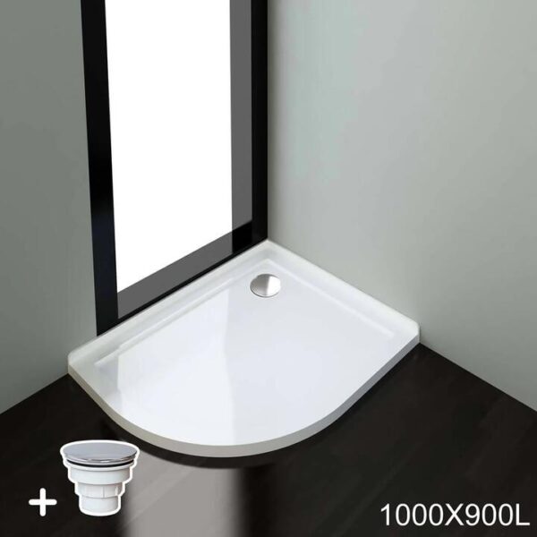 ELEGANT SHOWERS Light Weight Urethane-marble Curved Shower Base-900x1000mm, 900 x 1000mm / Sliver (Chromed-plating)