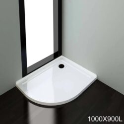 ELEGANT SHOWERS Light Weight Urethane-marble Curved Shower Base-900x1000mm, 900 x 1000mm / White Plastic