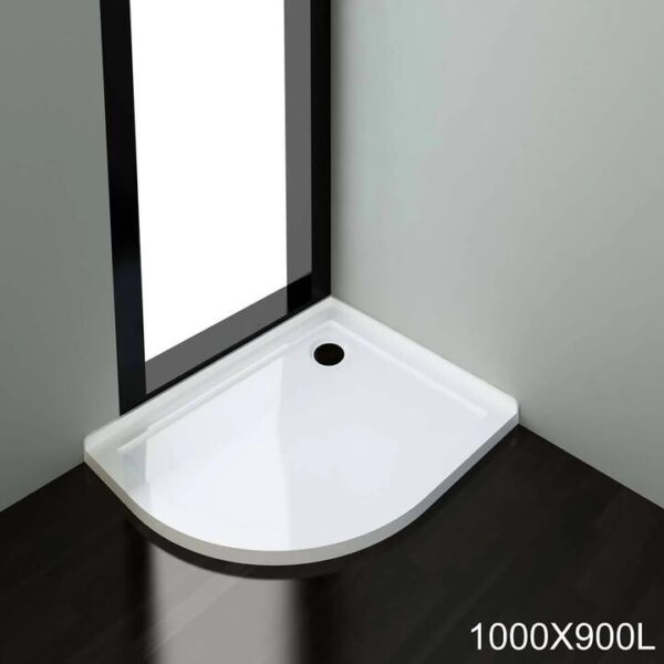 ELEGANT SHOWERS Light Weight Urethane-marble Curved Shower Base-900x1000mm, 900 x 1000mm / White Plastic