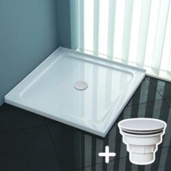 ELEGANT SHOWERS Rectangular Square Shower Screen Base Acrylic Various Sizes, 1000 x 1000mm / White Plastic