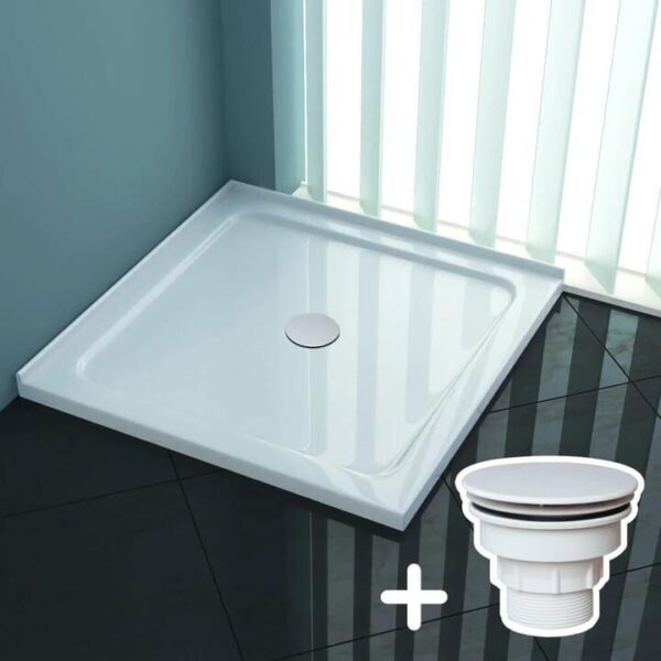 ELEGANT SHOWERS Rectangular Square Shower Screen Base Acrylic Various Sizes, 1000 x 1000mm / White Plastic