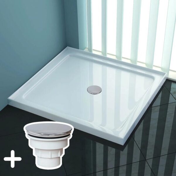 ELEGANT SHOWERS Rectangular Square Shower Screen Base Acrylic Various Sizes, 1000 x 900mm / Sliver (Chromed-plating)