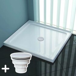ELEGANT SHOWERS Rectangular Square Shower Screen Base Acrylic Various Sizes, 1000 x 900mm / White Plastic