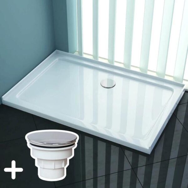 ELEGANT SHOWERS Rectangular Square Shower Screen Base Acrylic Various Sizes, 1015 x 815mm / Sliver (Chromed-plating)