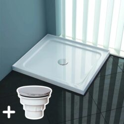 ELEGANT SHOWERS Rectangular Square Shower Screen Base Acrylic Various Sizes, 900 x 800mm / White Plastic