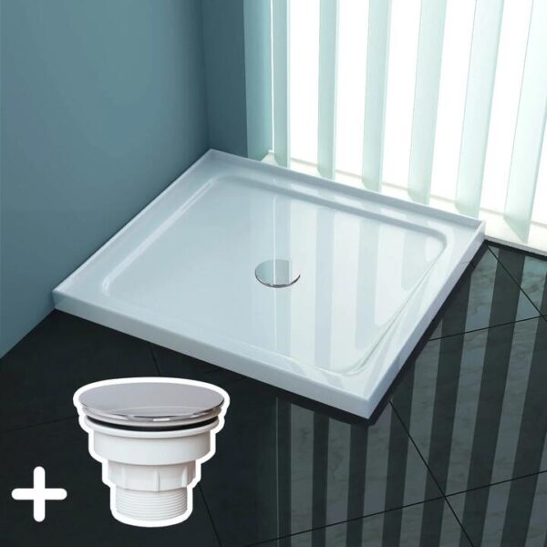 ELEGANT SHOWERS Rectangular Square Shower Screen Base Acrylic Various Sizes, 900 x 800mm / White Plastic