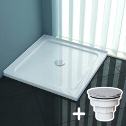 ELEGANT SHOWERS Rectangular Square Shower Screen Base Acrylic Various Sizes, 900 x 900mm / Sliver (Chromed-plating)
