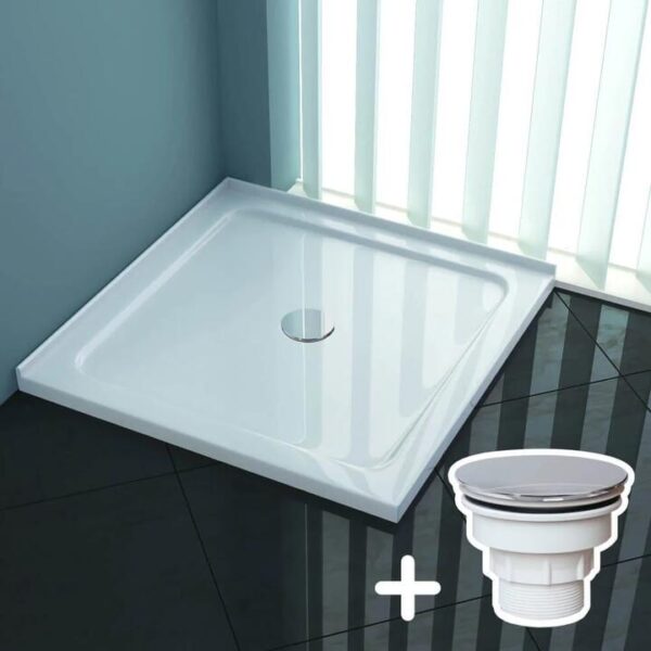 ELEGANT SHOWERS Rectangular Square Shower Screen Base Acrylic Various Sizes, 900 x 900mm / Sliver (Chromed-plating)