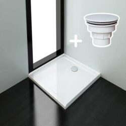 ELEGANT SHOWERS Rectangular Square Shower Screen Base Acrylic Various Sizes, 915 x 915mm / White Plastic