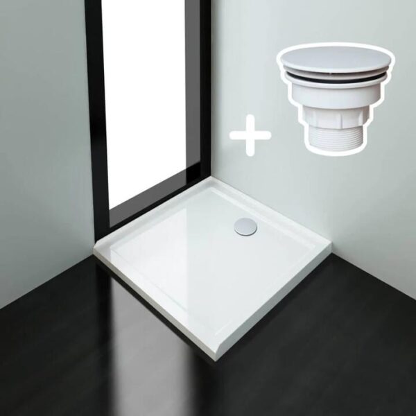 ELEGANT SHOWERS Rectangular Square Shower Screen Base Acrylic Various Sizes, 915 x 915mm / White Plastic