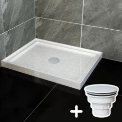 ELEGANT SHOWERS Rectangular Square Shower Screen Base Thickened Acrylic, 1000 x 800mm / White Plastic