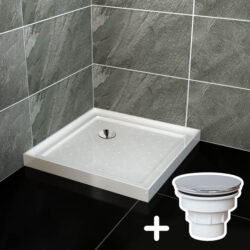 ELEGANT SHOWERS Rectangular Square Shower Screen Base Thickened Acrylic, 800 x 800mm / Sliver (Chromed-plating)