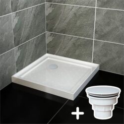 ELEGANT SHOWERS Rectangular Square Shower Screen Base Thickened Acrylic, 800 x 800mm / White Plastic