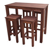 Elda 5 Piece Outdoor Bar Dining Set Brown 4 Seater