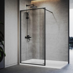 Elegant Showers 10mm Glass Walk In Shower Screen Framed Black, 1000mm