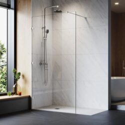 Elegant Showers Walk In Shower Frameless Screen Chrome Hardware Fixed Panel 10mm Toughened Glass, 1100mm / Yes
