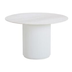 Elino 1.2m Round Travertine Dining Table - White by Interior Secrets - AfterPay Available