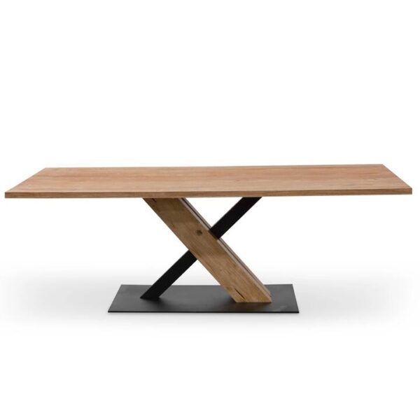 Elma 2.2m Dining Table - Rustic Oak - Wooden Metal base by Interior Secrets - AfterPay Available