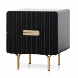 Erwin Matte Black Bedside Table - Brass Legs and Handle by Interior Secrets - AfterPay Available