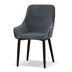 Ex Display - Acosta Dining Chair - Grey Velvet in Black Legs by Interior Secrets - AfterPay Available