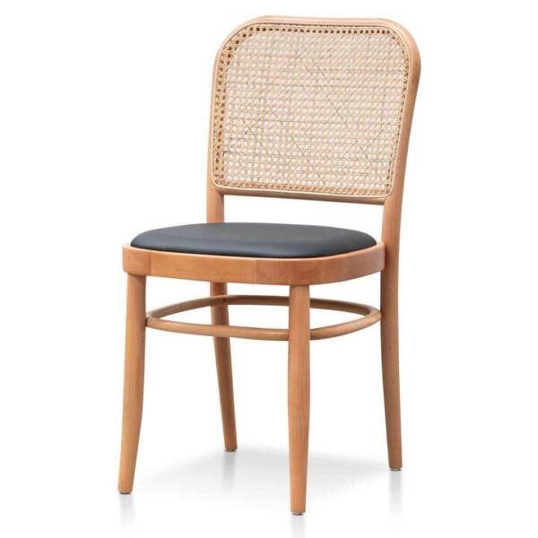 Ex Display - Bonilla Black Cushion Dining Chair - Natural Frame and Rattan by Interior Secrets - AfterPay Available