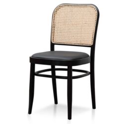 Ex Display - Bonilla Black Cushion Dining Chair - Natural Rattan by Interior Secrets - AfterPay Available