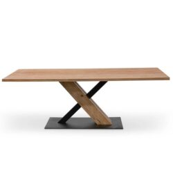 Ex Display - Elma 2.2m Dining Table - Rustic Oak - Wooden Metal base by Interior Secrets - AfterPay Available