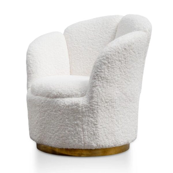 Ex Display - Elmer Lounge Chair - White with Brass Gold Base by Interior Secrets - AfterPay Available