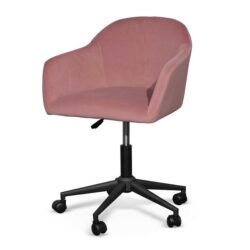 Ex Display - Enoch Blush Velvet Office Chair - Black Base by Interior Secrets - AfterPay Available
