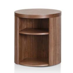 Ex Display - Honigold Round Wooden Bedside Table - Walnut by Interior Secrets - AfterPay Available