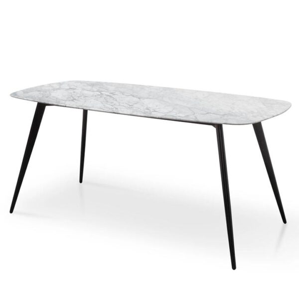 Ex Display - Maxwell 1.8m White Marble Dining Table - Black Legs by Interior Secrets - AfterPay Available