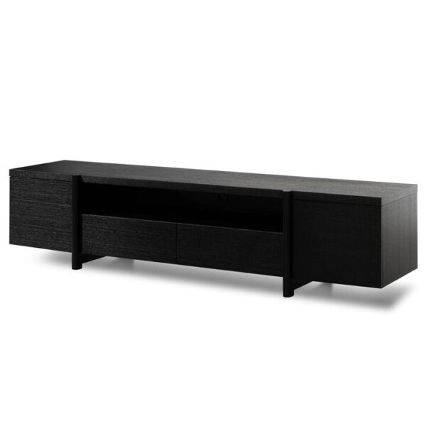 Ex Display - New York Lowline 2.1m Wooden TV Entertainment Unit - Black Oak by Interior Secrets - AfterPay Available