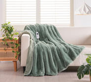 Eyelash Reversible 160 X 130Cm Heated Throw Green