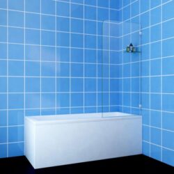 Frameless Square Shower Screen Fixed bath Panel Fit left/right side, 900mm / 1450mm