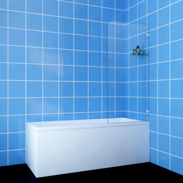 Frameless Square Shower Screen Fixed bath Panel Fit left/right side, 900mm / 1450mm