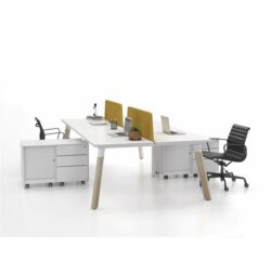 GEN X Wood Fixed Height 4 Person Back to Back Workstation
