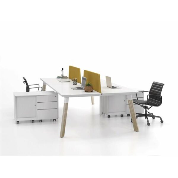 GEN X Wood Fixed Height 4 Person Back to Back Workstation