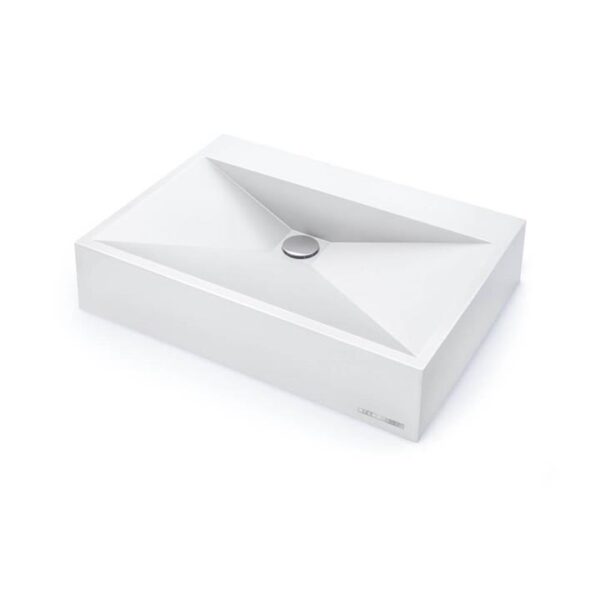 Golden Cut Sani-Quartz Bathroom Basin - Rectangle - Above Counter Top - 615 x 445mm Satin White
