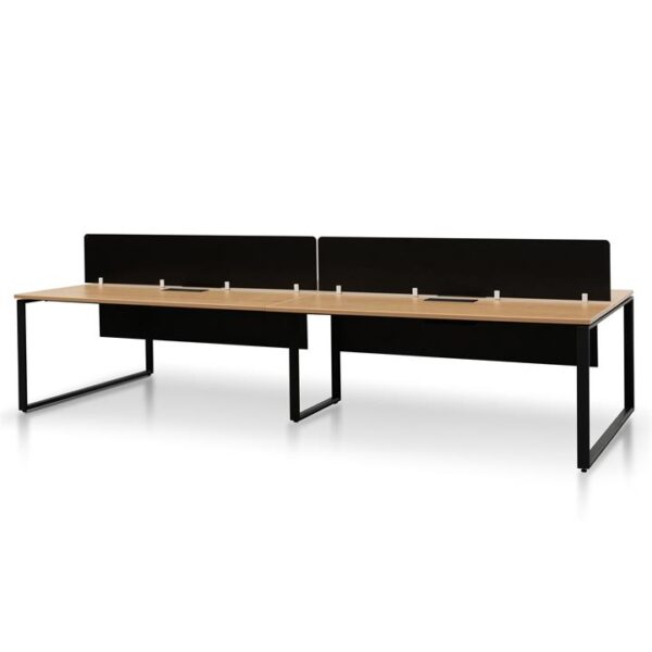 Halo 4 Seater Workstation with Black Screen - Natural Top - Black Base by Interior Secrets - AfterPay Available