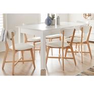 Hamilton 6 Seater Extendable Dining Set With Elke Chairs White