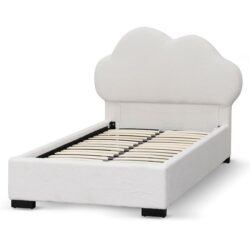 Harrell Single Bed Frame - Beige White Fleece by Interior Secrets - AfterPay Available