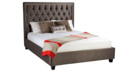 Helios custom upholstered bed frame with choice of standard base