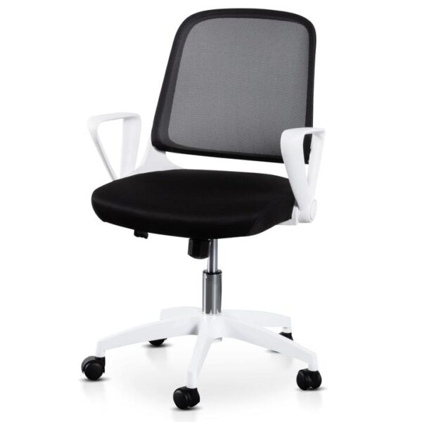 Heston Black Office Chair - White Arm and Base by Interior Secrets - AfterPay Available