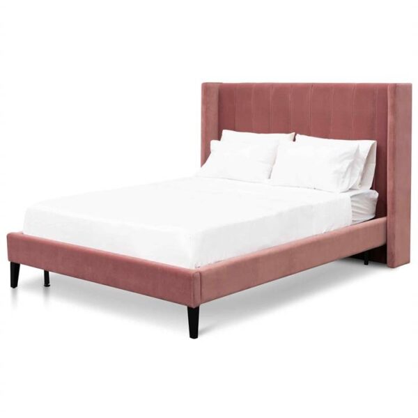 Hillsdale King Bed Frame - Blush Peach Velvet by Interior Secrets - AfterPay Available