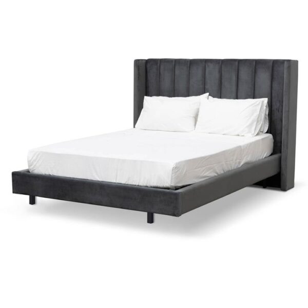Hillsdale King Bed Frame - Charcoal Velvet by Interior Secrets - AfterPay Available