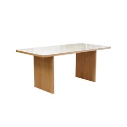 HomeStar Marve Rectangular Sintered Stone Marble Looking Kitchen Dining 180cm White/Natural